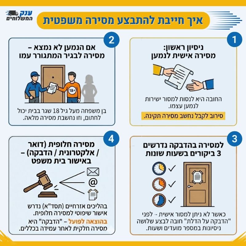 איך חייבת להתבצע מסירה משפטית